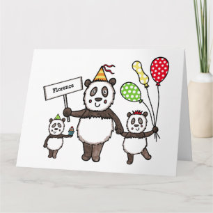 Personalisierter Panda Party Kid's Geburtstag Karte
