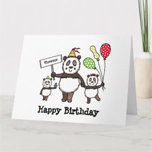 Personalisierter Panda Party Kid's Geburtstag Karte