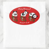 Personalisierter Panda-Strumpf Ovaler Aufkleber (Tasche)