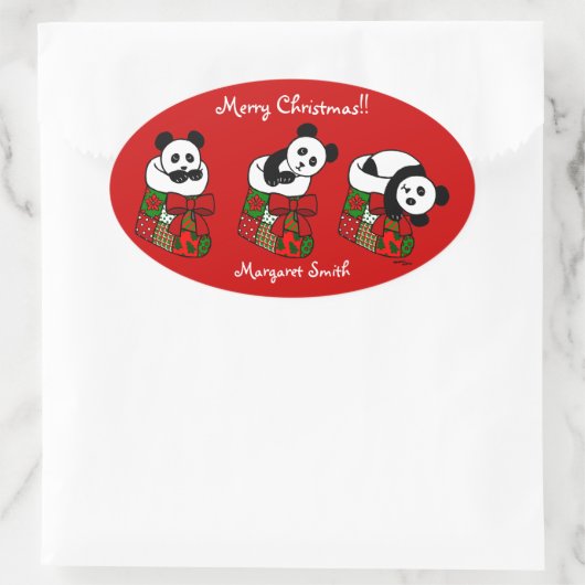 Personalisierter Panda-Strumpf Ovaler Aufkleber (Tasche)