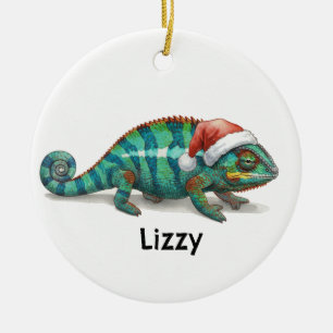 Personalisierter Panther Chamäleon zu Weihnachten Keramik Ornament