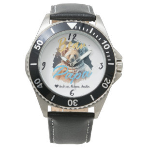 Personalisierter Papa-Bär Einfache Chic-Namen Astr Armbanduhr