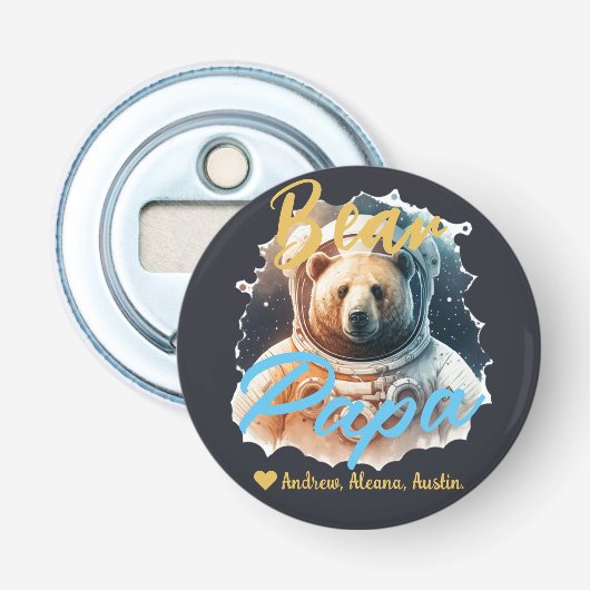 Personalisierter Papa-Bär Einfache Chic-Namen Astr Flaschenöffner (Vorderseite)