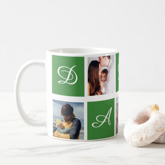 Personalisierter Papa-Foto-Collage-Becher-Geschenk Kaffeetasse (Mit Donut)
