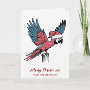 Personalisierter Papagei mit Weihnachtsmannmütze W Feiertagskarte