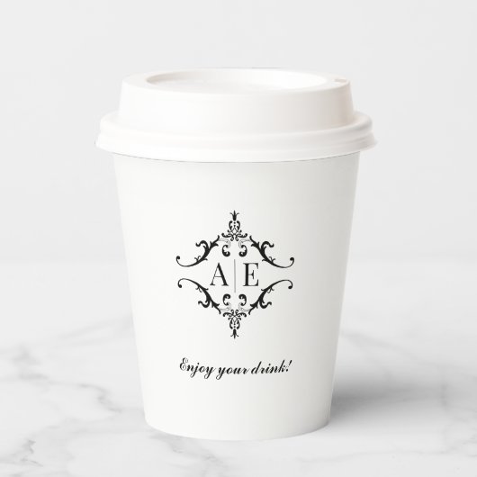 Personalisierter Papierbecher mit Monogramm oder L (Vorderseite)