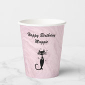 Personalisierter Papiertopf für die Katze, rosa R Pappbecher (Vorderseite)