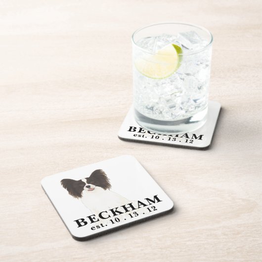 Personalisierter Papillenhund Getränkeuntersetzer (Rechte Seite)