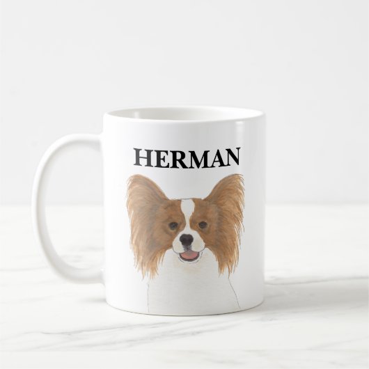 Personalisierter Papillenhund Kaffeetasse (Links)
