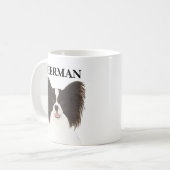 Personalisierter Papillenhund Kaffeetasse (Vorderseite Links)
