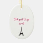 Personalisierter Pariser Eiffelturm Weihnachtsschm Keramikornament (Hinten)
