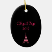 Personalisierter Pariser Eiffelturm Weihnachtsschm Keramikornament (Hinten)