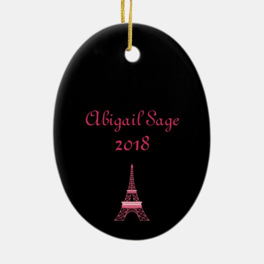 Personalisierter Pariser Eiffelturm Weihnachtsschm Keramikornament (Hinten)