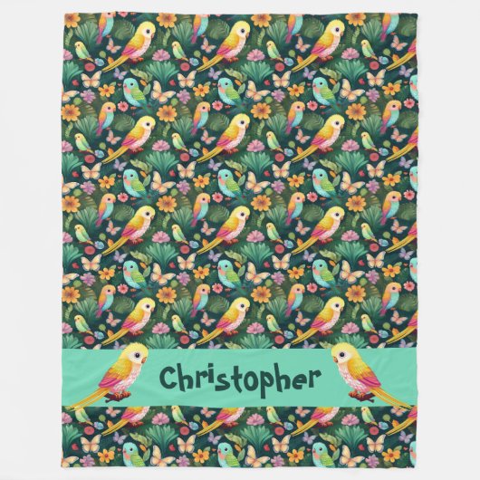 Personalisierter Parrot-Spielplatz Fleecedecke (Vorderseite)