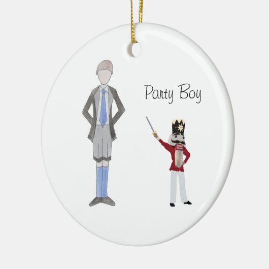 Personalisierter Party Boy Nutcracker Keramik Ornament (Links)