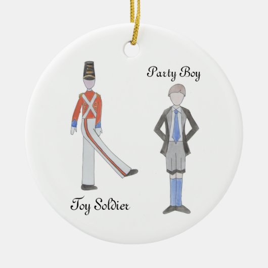 Personalisierter Party Boy/Toy Soldier Nutcracker Keramik Ornament (Vorne)