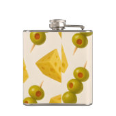 Personalisierter Pastelkäse und Olivenmuster Flachmann (Rückseite)