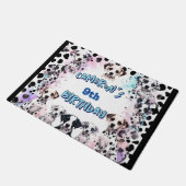 Personalisierter Pastell Dalmatiner Welpe Geburtst Fußmatte (Schrägansicht)