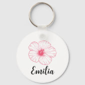 Personalisierter Pastell Federpink desi Hibiskus Schlüsselanhänger (Vorderseite)