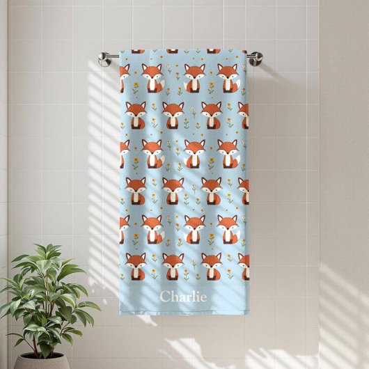 Personalisierter Pastell-Fuchs Kids Badehandtuch