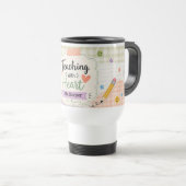 Personalisierter Pastell-Gingham-Lehrertasse 'Mit  Reisebecher (VorderseiteRechts)