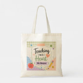 Personalisierter Pastell-Gingham-Teaching-With-Hea Tragetasche (Rückseite)