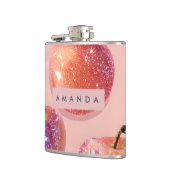 Personalisierter Pastell-Glanz-Pfirsich-Stil Flachmann (Links)