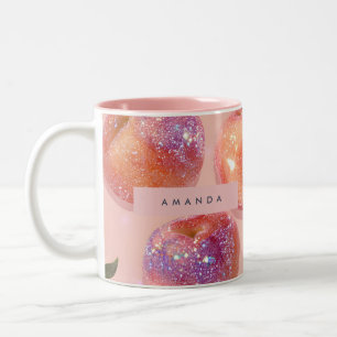 Personalisierter Pastell-Glanz-Pfirsich-Stil Zweifarbige Tasse