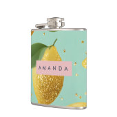 Personalisierter Pastell Glitter Lemon Stil Flachmann (Links)