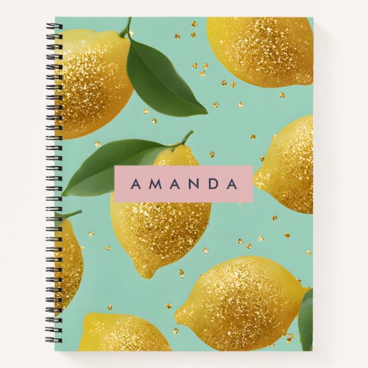 Personalisierter Pastell Glitter Lemon Stil Notizblock (Vorderseite)