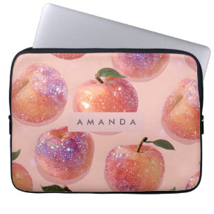 Personalisierter Pastell-Glitzer-Pfirsich-Stil Laptopschutzhülle