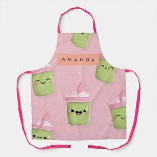 Personalisierter Pastell Kawaii Matcha Milchtee Schürze
