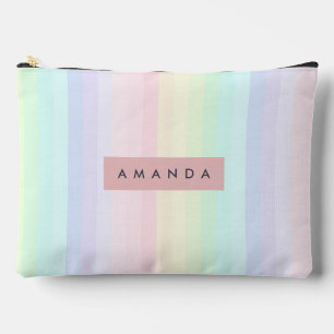 Personalisierter Pastell-Regenbogen-Streifen Zubehörtasche