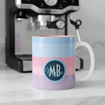 Personalisierter Pastell-Rosa-Blau-Streifen-Name G