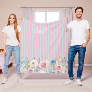 Personalisierter Pastell-Rosenstrauß Coquette Fleecedecke