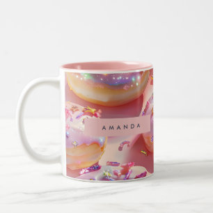 Personalisierter pastellfarbener glitzernder rosa zweifarbige tasse