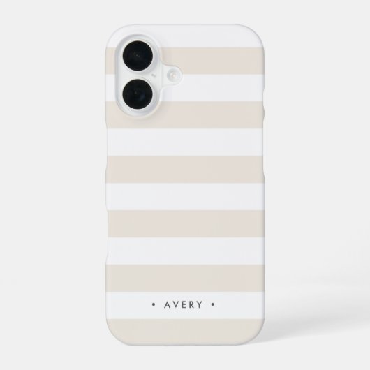 Personalisierter Pastellneutraler Streifen iPhone 16 Hülle (Rückseite)