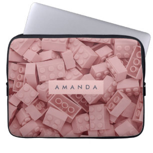 Personalisierter Pastellrosa Baustein Laptopschutzhülle