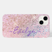 Personalisierter pastellrosa Glitzer Case-Mate iPhone Hülle (Rückseite (Horizontal))