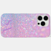 Personalisierter Pastellrosa-Glitzer - Initialen Case-Mate iPhone Hülle (Rückseite (Horizontal))