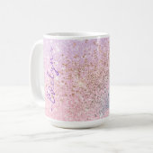 Personalisierter pastellrosa Glitzer Kaffeetasse (Vorderseite Links)