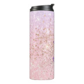 Personalisierter pastellrosa Glitzer Thermosbecher (Nach links gedreht)