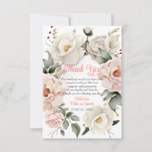 Personalisierter Pastellrosa Rose Dankeskarte