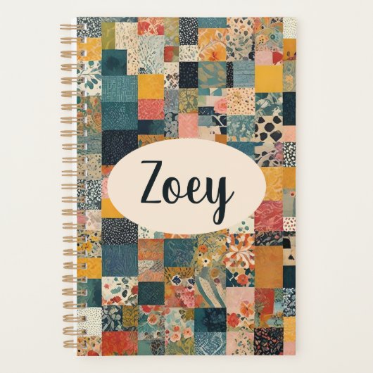 Personalisierter Patchwork-Quilt-Druck Planer (Vorderseite)