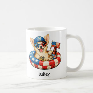 Personalisierter Patriotischer 4. Juli Chihuahua Kaffeetasse
