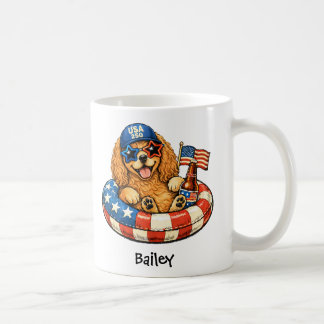 Personalisierter Patriotischer 4. Juli Cocker Span Kaffeetasse