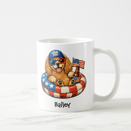 Personalisierter Patriotischer 4. Juli Cocker Span Kaffeetasse (Rechts)