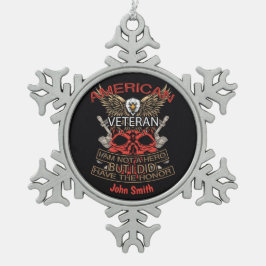 Personalisierter Patriotischer Amerikaner Schneeflocken Zinn-Ornament