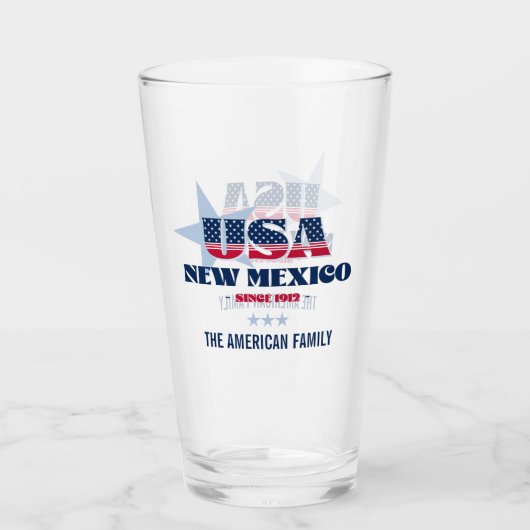 Personalisierter Patriotischer Stolz in New Mexico Glas (Vorderseite)