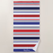 Personalisierter, patriotischer, weißer Streifen Strandtuch (Vorderseite)